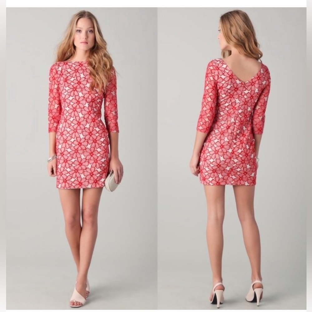 Diane von Furstenberg- Sarita Red Lace Mini Dress- Women’s Sz 10
